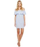 Vince Camuto - Ruffle Off Shoulder Yarn-dye Stripe Dress