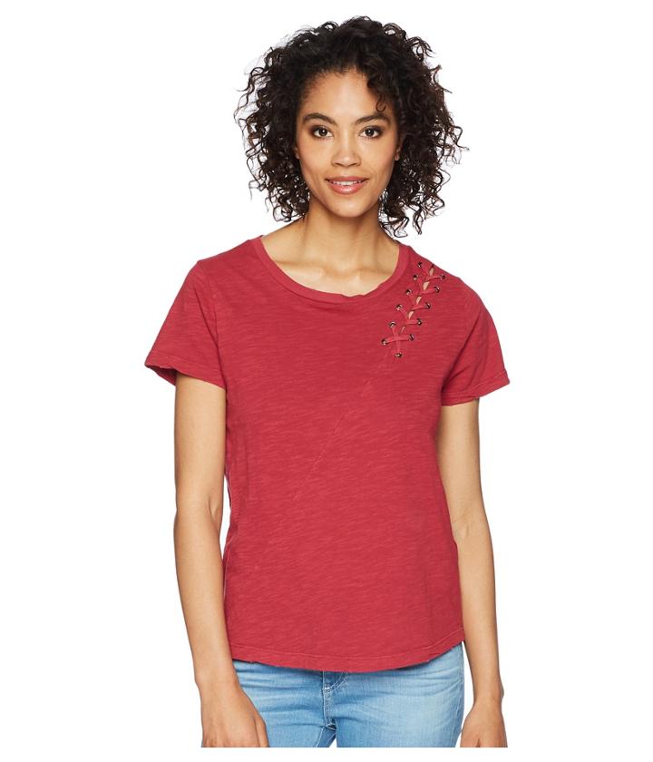 Lucky Brand - Lace-up Shoulder Tee