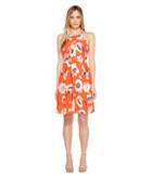 Adrianna Papell - Grand Vintage Etching Print Seamed Fit And Flare Seamed Halter Dress