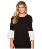 Calvin Klein - Crew Neck W/ Poplin Flare Sleeve Sweater