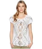 Tribal - Jersey Cap Sleeve Top With Beaded Detail
