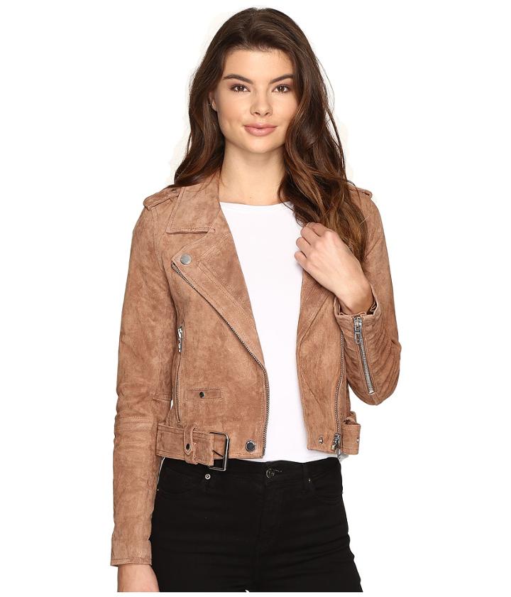 Blank Nyc - Camel Suede Moto Jacket In Coffee Bean