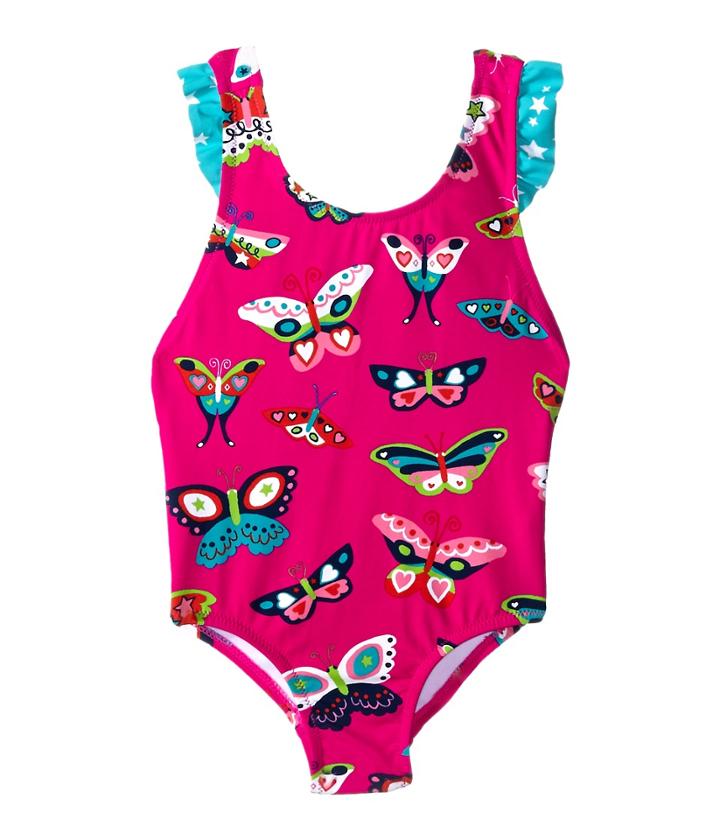 Hatley Kids - Electric Butterflies Ruffle One-piece Swimsuit