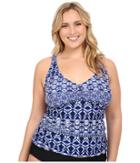 La Blanca - Plus Size Tangier Tile Cross-back Tankini