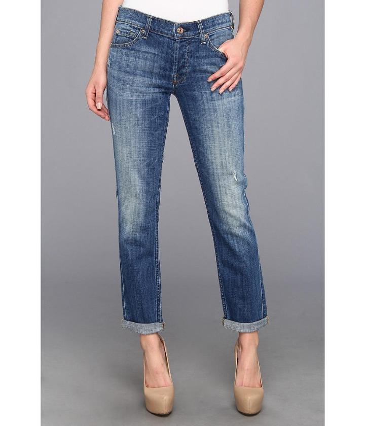 7 For All Mankind Josefina W/ Rolled Hem In Bright Light Broken Twill