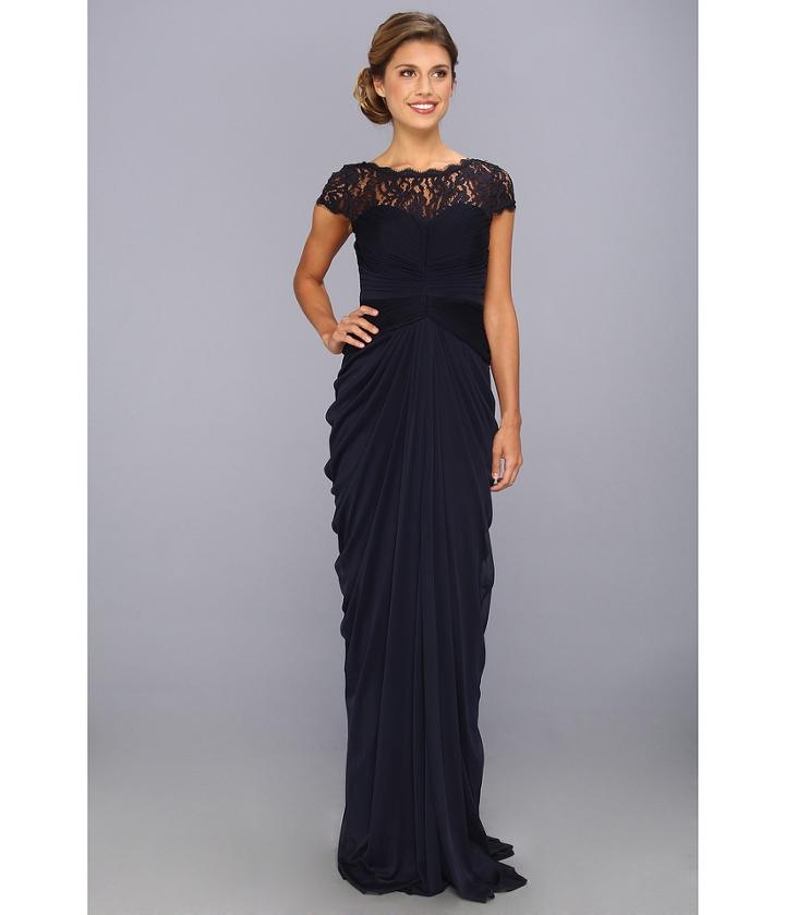 Adrianna Papell - Lace Bodice On Draped Skirt