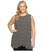 Vince Camuto Plus - Plus Size Sleeveless Deco Layer Dots Ruffle Front Blouse