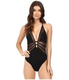 Jets By Jessika Allen - Aspire Mesh Insert Plunge Halter One-piece