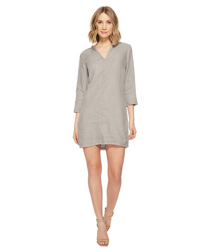 Michael Stars - Linen 3/4 Sleeve Dress W/ Frayed Edges
