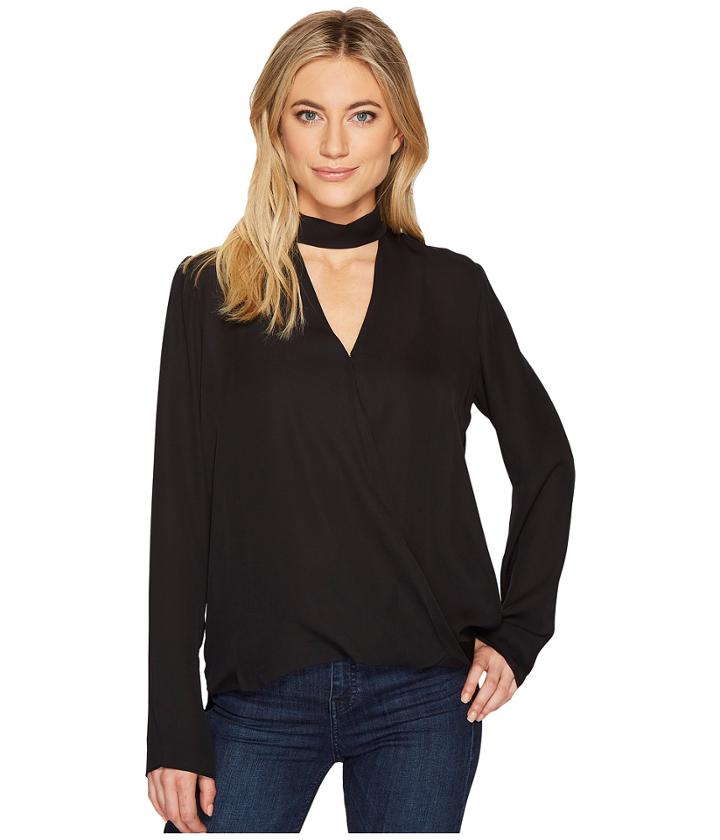 Heather - Jackie Silk Cross Over Peekaboo Neck Long Sleeve Top