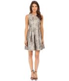 Vince Camuto - Split Neck Fit And Flare Dress