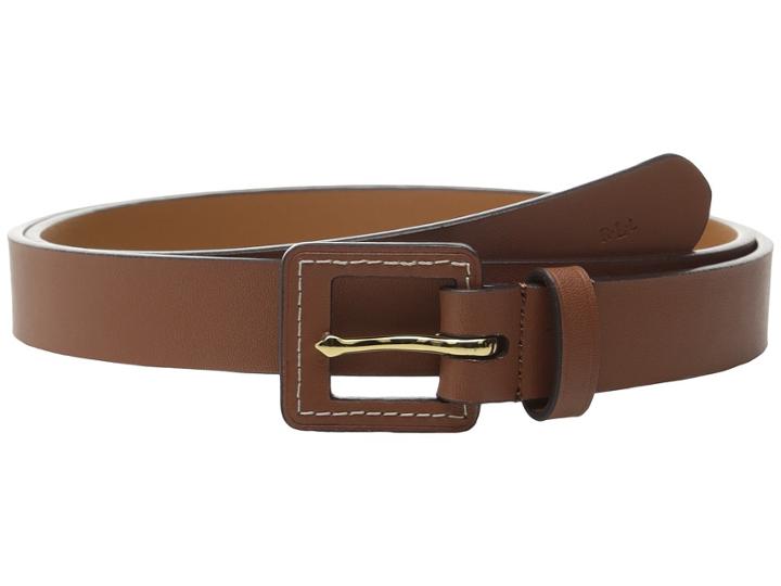 Lauren Ralph Lauren - Classics 1 Square Leather Covered Buckle On Smooth Vachetta Leather