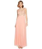 Adrianna Papell - Illusion Beaded Bodice Dress W/ Tuille Skirt
