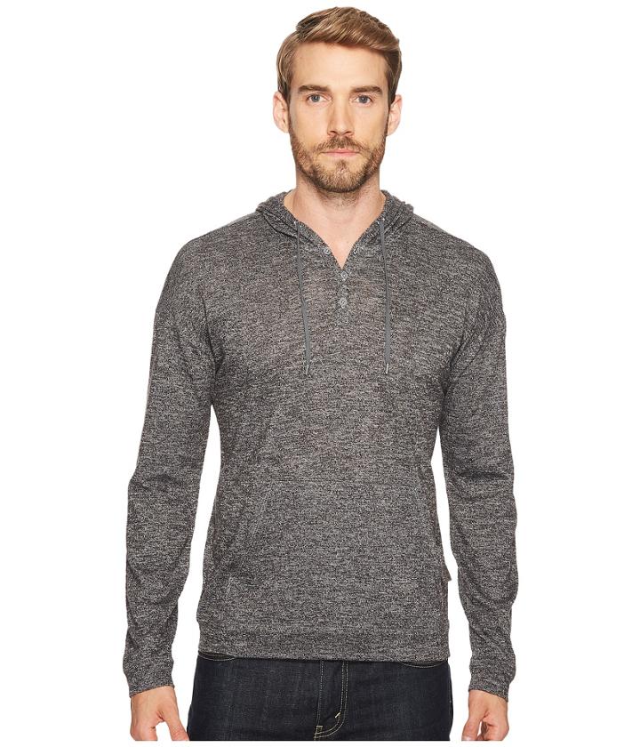 John Varvatos Star U.s.a. - Long Sleeve Drop Shoulder Henley Hoodie W/ Kanga K3111t2b