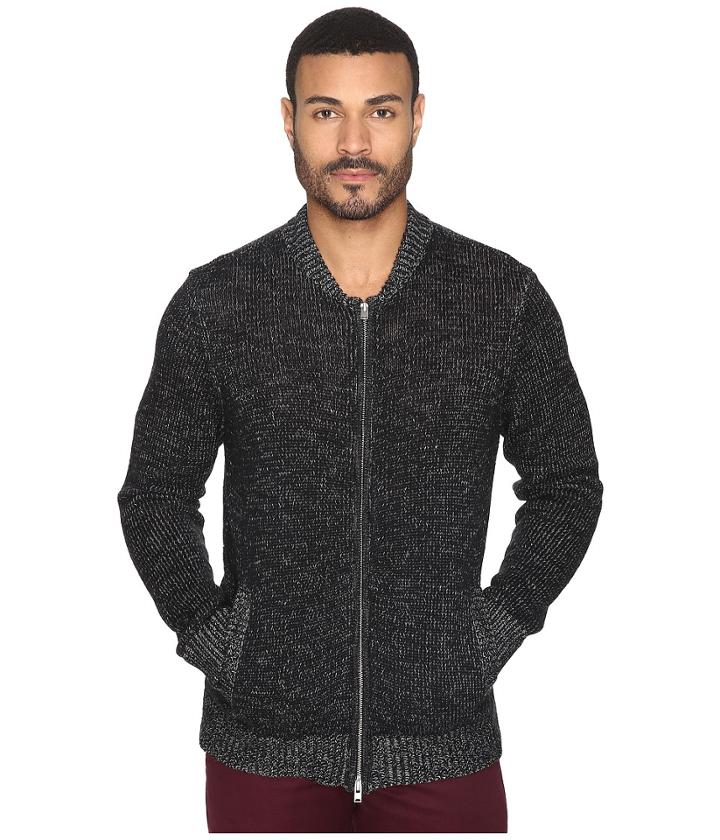 Michael Stars - Marled Slub Full Zip Bomber Sweater Jacket
