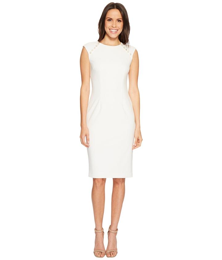 Adrianna Papell - Knit Crepe Buttoned Sheath