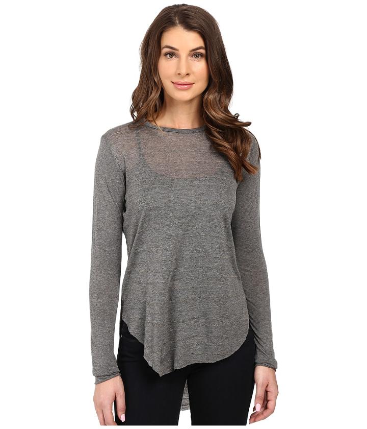 The Beginning Of - Courtney High-low Mixed Stripe Long Sleeve Crew