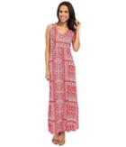 Mod-o-doc - Patchwork Tiles Printed Rayon Spandex Jersey Shoulder Twist Maxi Dress