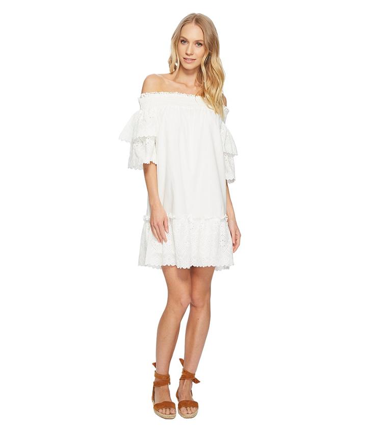 J.o.a. - Off The Shoulder Eyelet Lace Dress