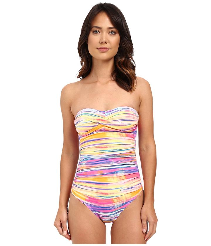 Lauren Ralph Lauren - Summer Tie-dye Twist Bandeau Mio One-piece Slimming Fit W/ Molded Cup