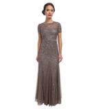 Adrianna Papell Cap Sleeve Fully Beaded Gown