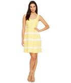 Adrianna Papell - Lemon Drop Jacquard Fit And Flare Sleeveless Dress
