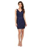 Aidan Mattox - V-neck All Over Lace Cocktail Dress