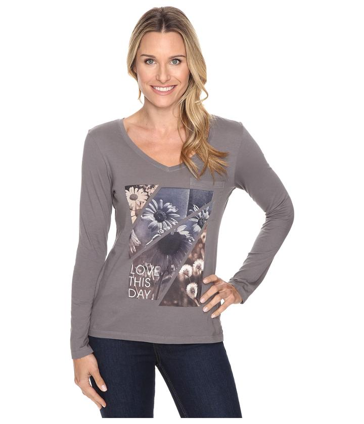 Life Is Good - Love This Day Flower Photo Long Sleeve Pocket Tee
