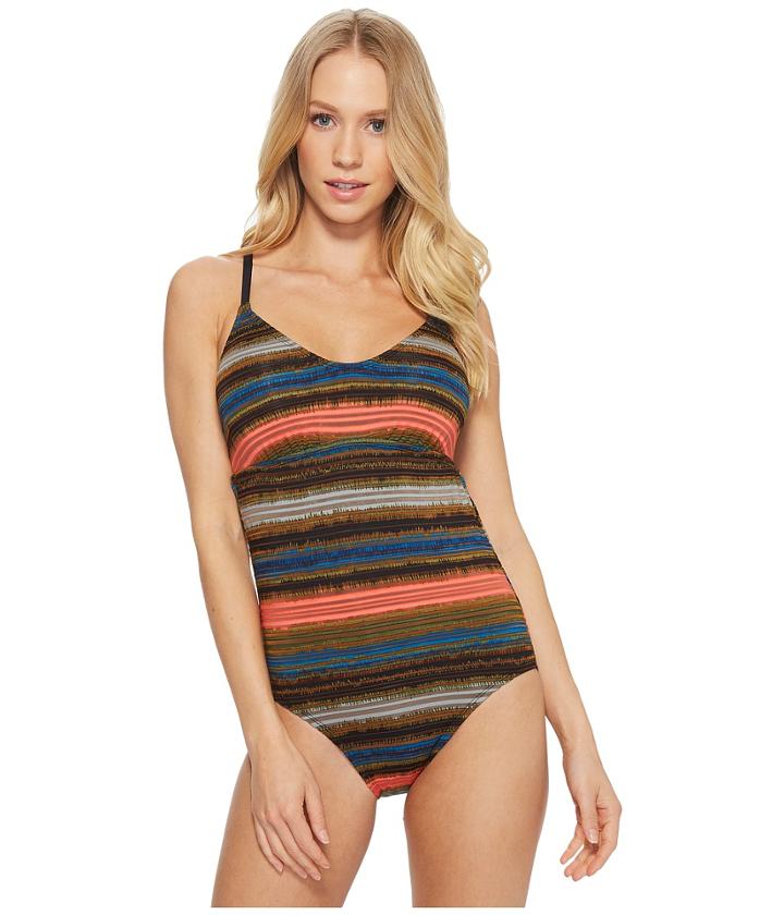 Jantzen - Printed Shadow Stripe Racerback One-piece