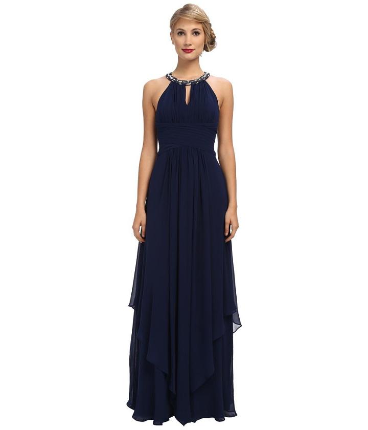 Donna Morgan Siena Beaded Halter Long Gown