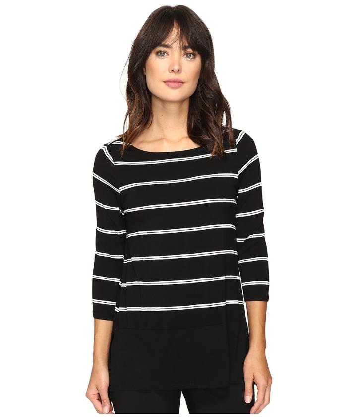 Vince Camuto - Long Sleeve Chiffon Hem Stripe Duet Top