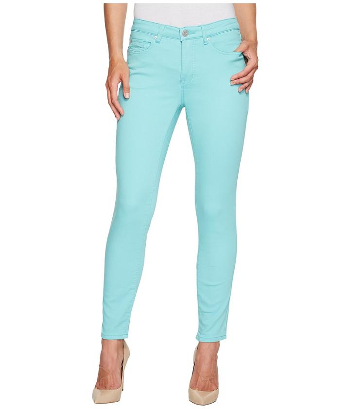 Tribal - Five-pocket Ankle Knit Denim 28 Jeggings In Light Aqua