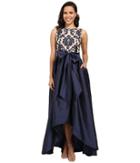 Adrianna Papell - Embroidered Lace Taffeta Ball Gown