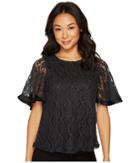 Catherine Catherine Malandrino - Short Sleeve Lace Top W/ Pleat Trim