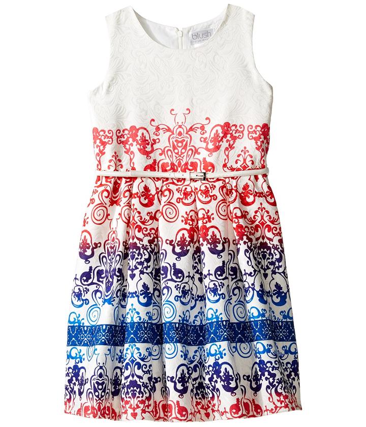 Us Angels - Jacquard Sleeveless Dress W/ Full Skirt