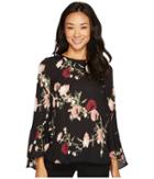 Vince Camuto Specialty Size - Petite Flared Sleeve Windswept Bouquet Blouse