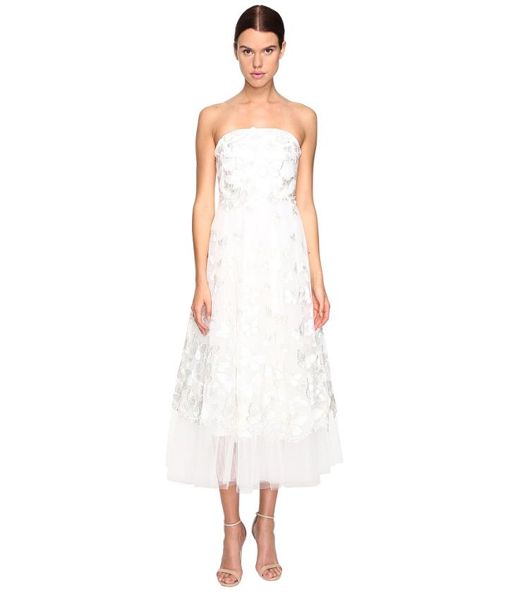 Marchesa Notte - Strapless Tea Length Tule Butterfly Dress