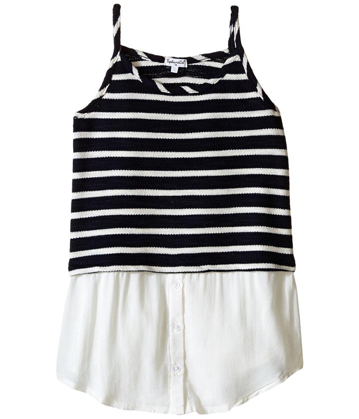 Splendid Littles - Striped Split Loose Knit Tank Top