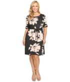 Christin Michaels - Plus Size Jainne Floral Sweater Dress With Belt