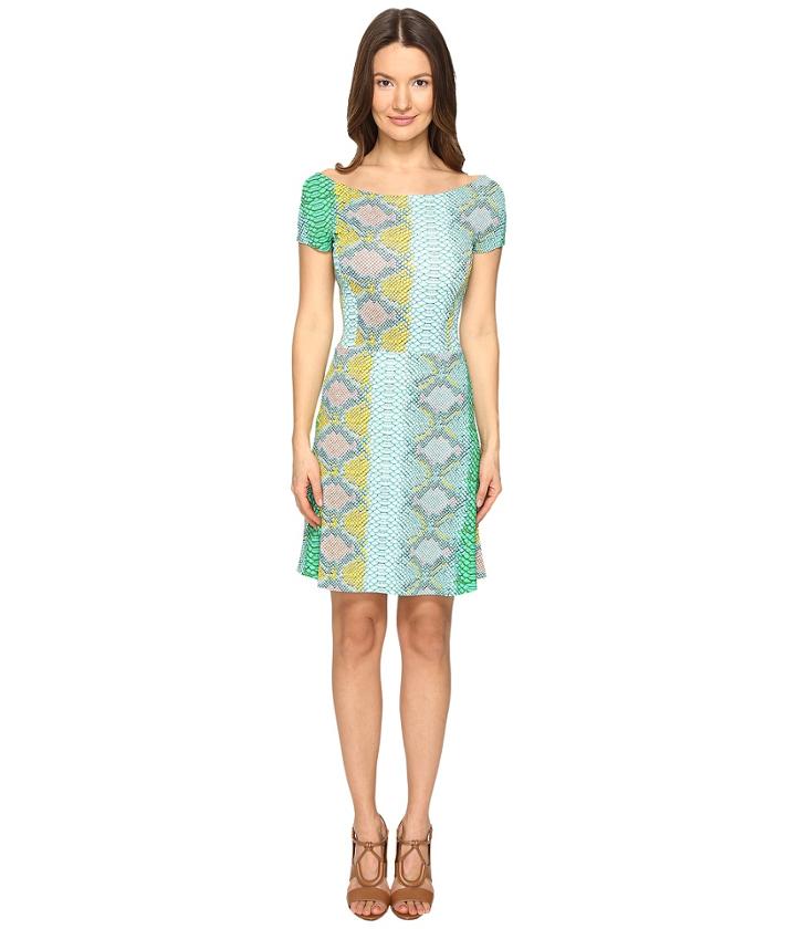 Just Cavalli - Iridescent Python Print Shirt Sleeve Dress