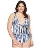 Athena - Plus Size Blue Horizon Twist Front Plunge Maillot