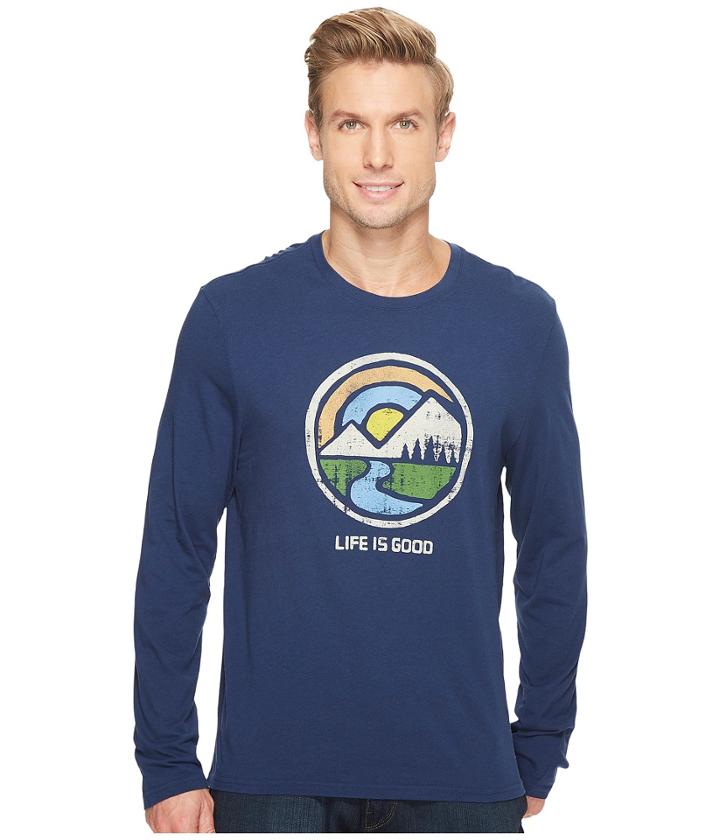 Life Is Good - Color Block Mountains Long Sleeve Smooth Tee