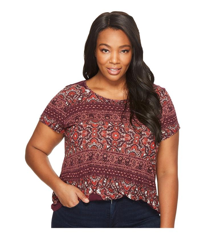 Lucky Brand - Plus Size Ornate Border Tee