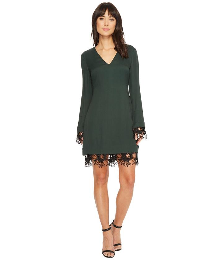 Catherine Catherine Malandrino - Long Sleeve V-neck Dress W/ Crochet Detail