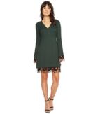 Catherine Catherine Malandrino - Long Sleeve V-neck Dress W/ Crochet Detail