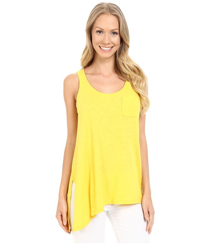 Lilla P - Flame Gauze Asymmetrical Pocket Front Tank Top