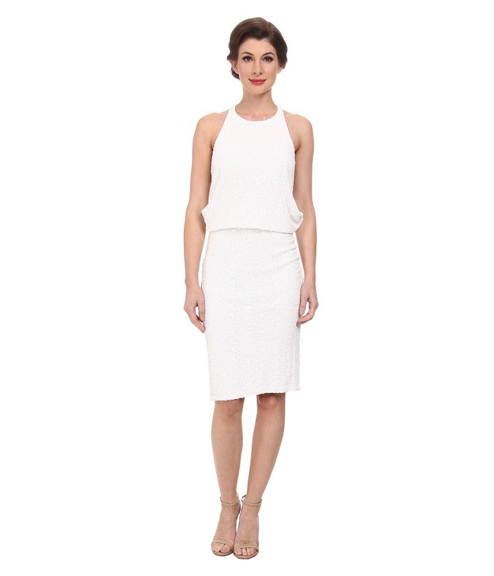 Badgley Mischka Cocktail Drape Back Sequin Halter Gown