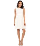 Adrianna Papell - Embroidered Soutache Fit Flare Dress W/ Grid Hem