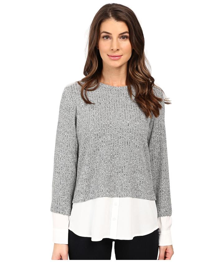 Calvin Klein - Long Sleeve Marled Twofer Top