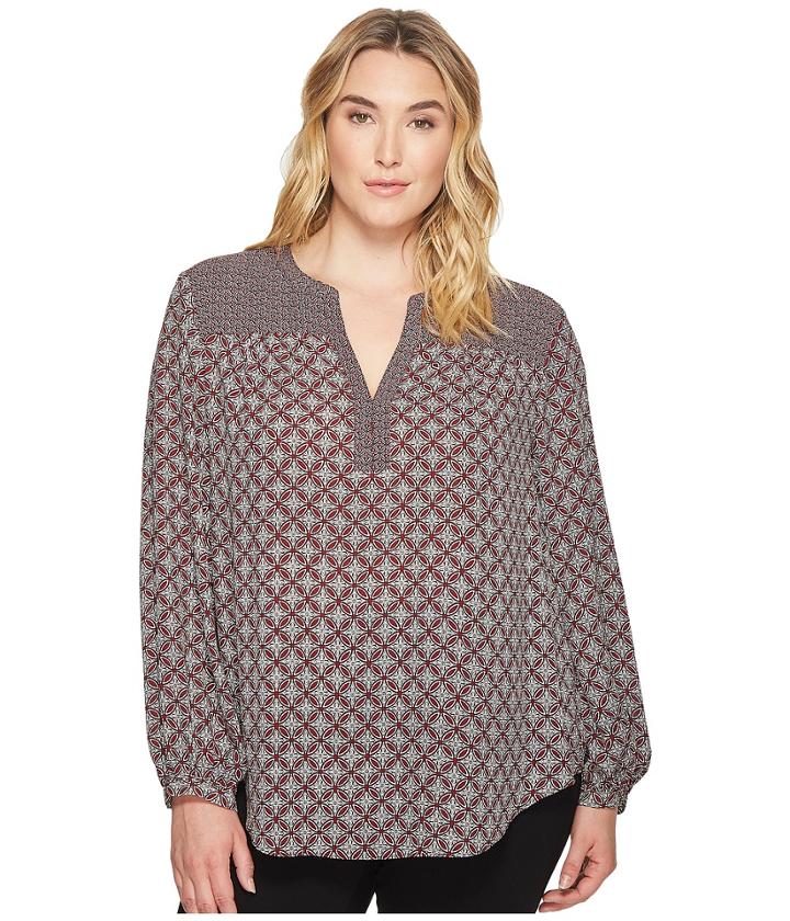 Nydj Plus Size - Plus Size Print Mix Peasant Top